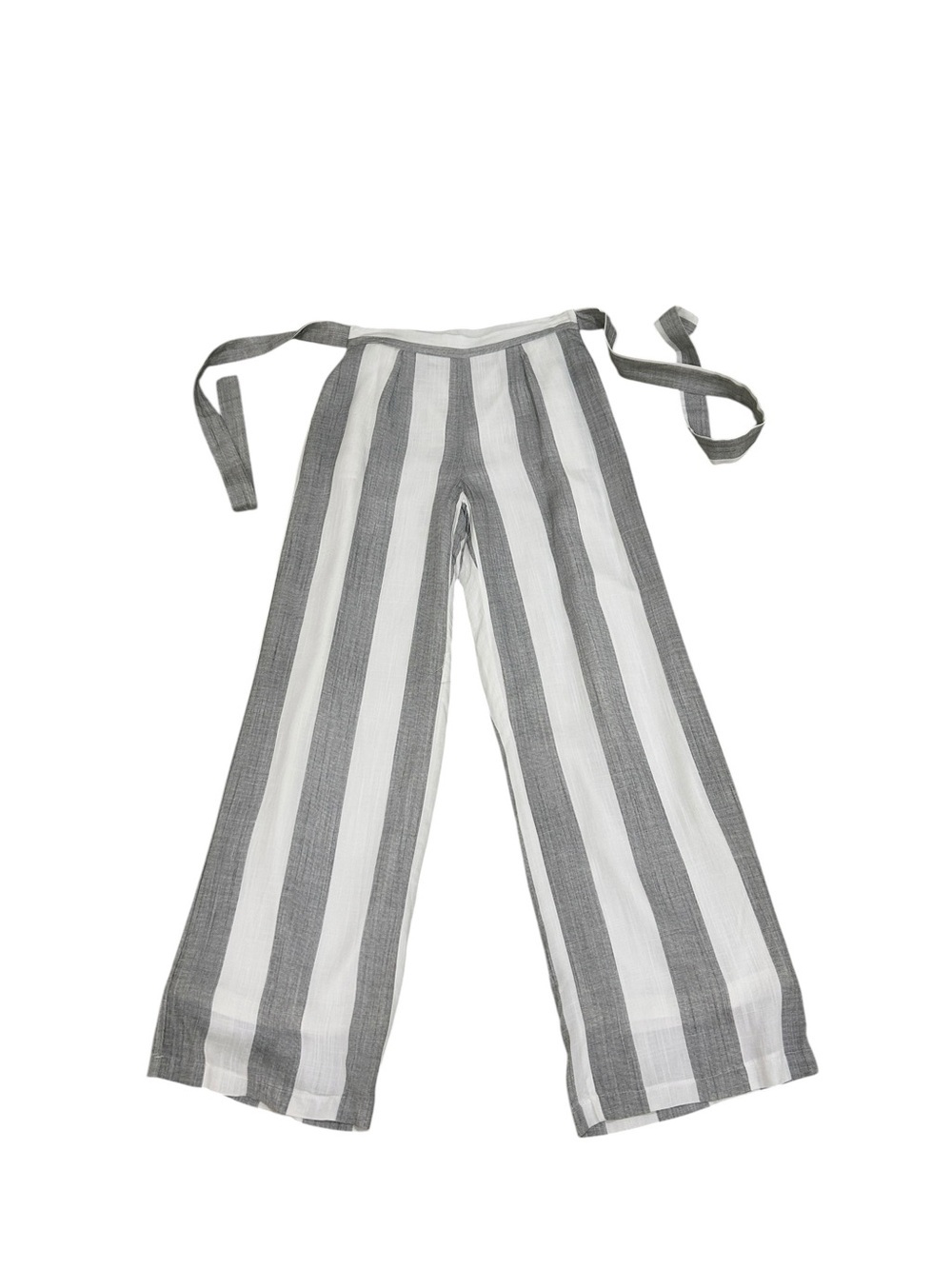 NWT after market Striped Wide Leg Tie-Waist Pants Gray & White lined size small
